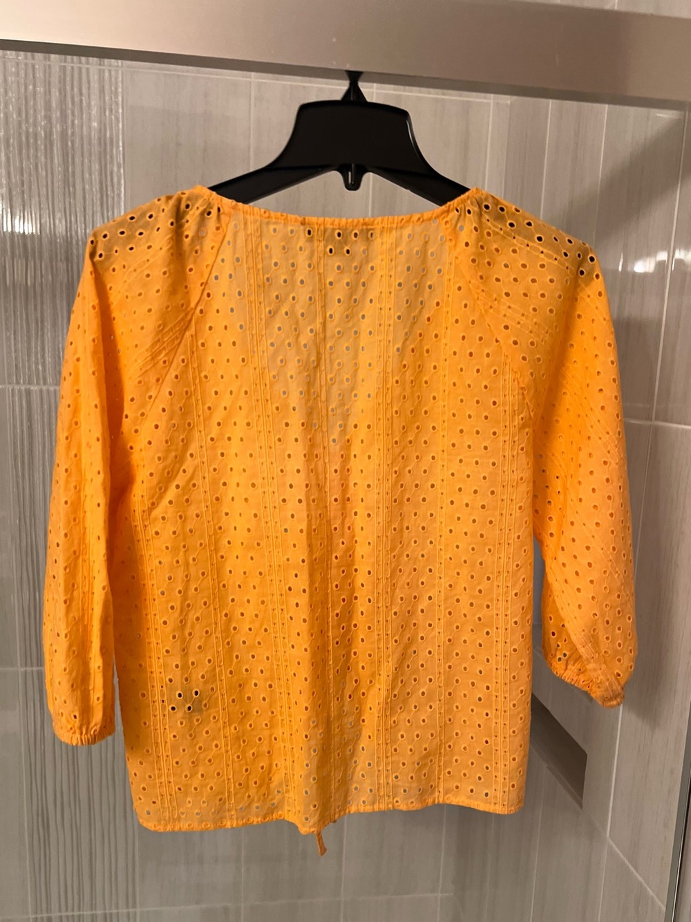 Sanctuary Yellow Eyelet Ruched Front Drawstring Top - Picture 2 of 9
